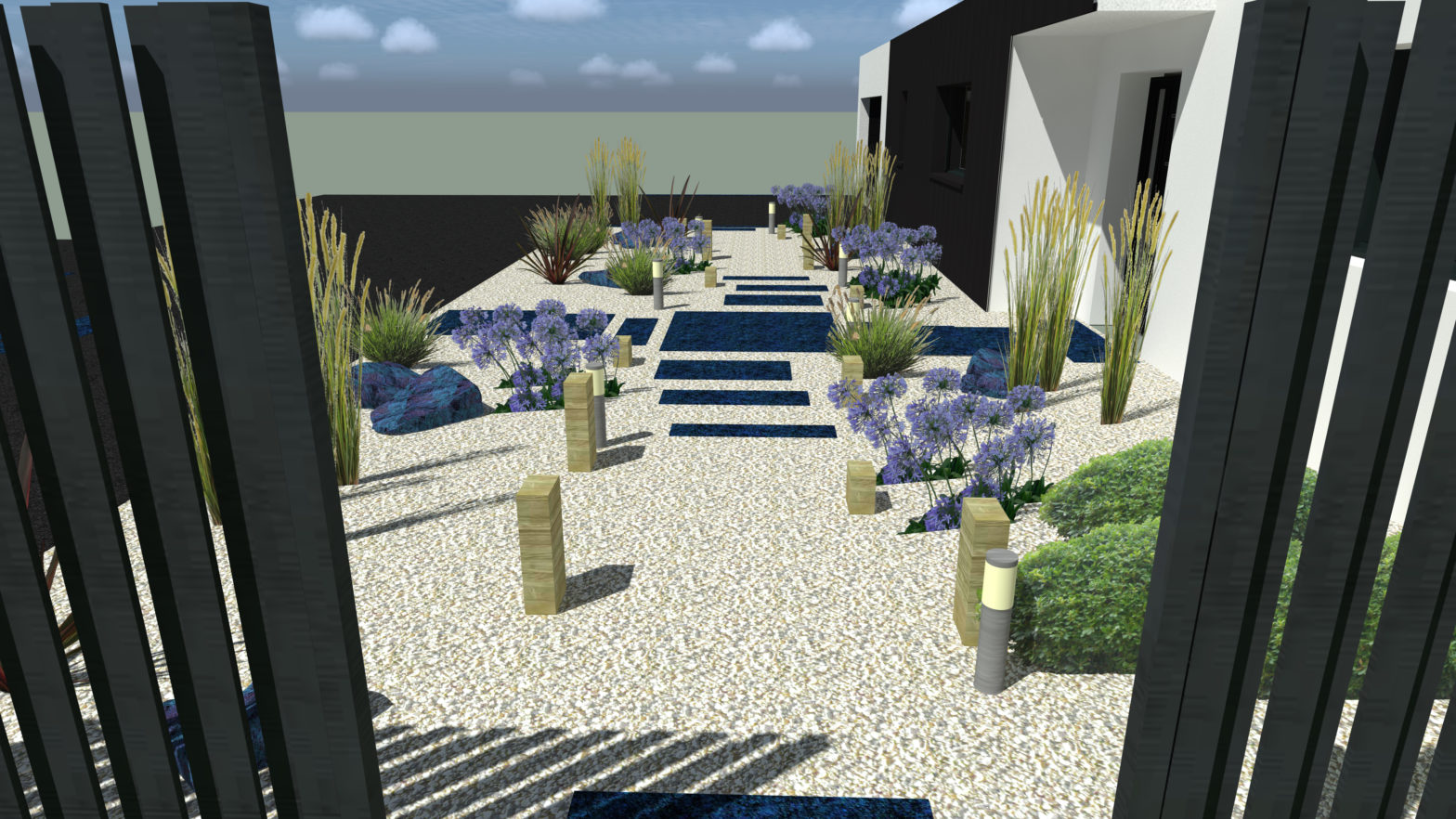 Proposition d'aménagement de jardin à Cheffes (49) par Odea Espaces Verts